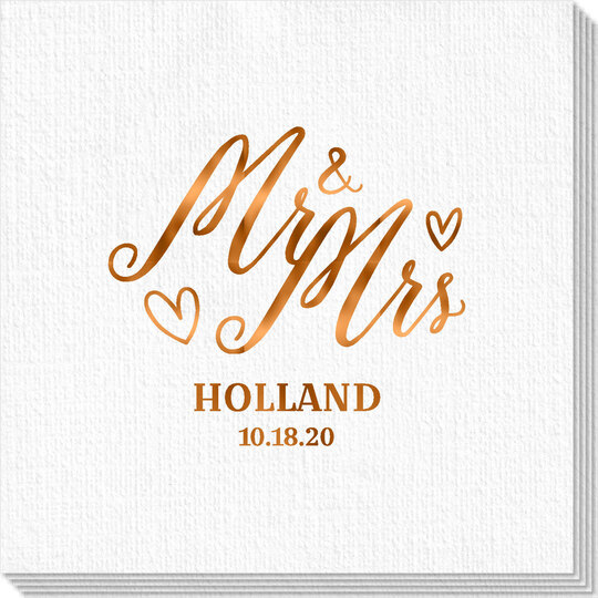 Mr & Mrs Hearts Luxury Deville Napkins